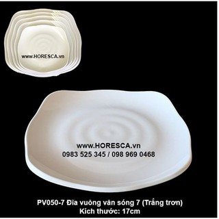 PV050-7 Dĩa Vuông Có Vân 7 (Trắng Trơn)