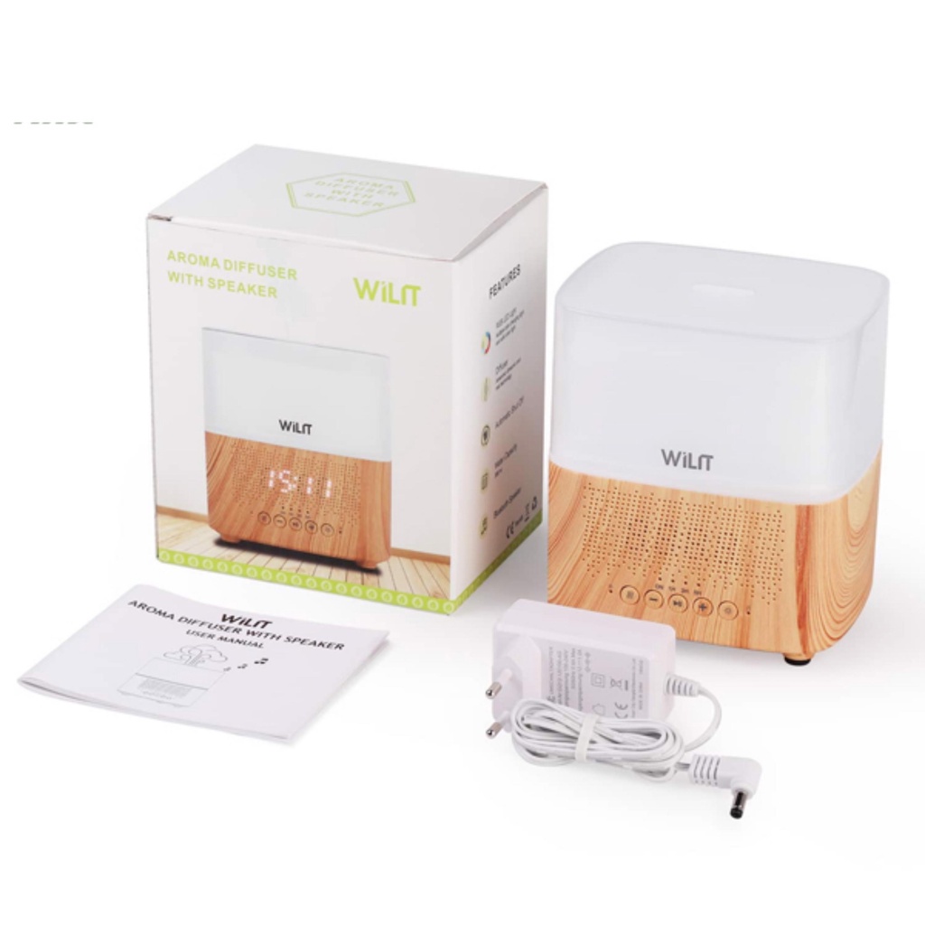 Máy xông tinh dầu Wilit 4 in 1 có loa bluetooth + đèn ngủ + báo thức