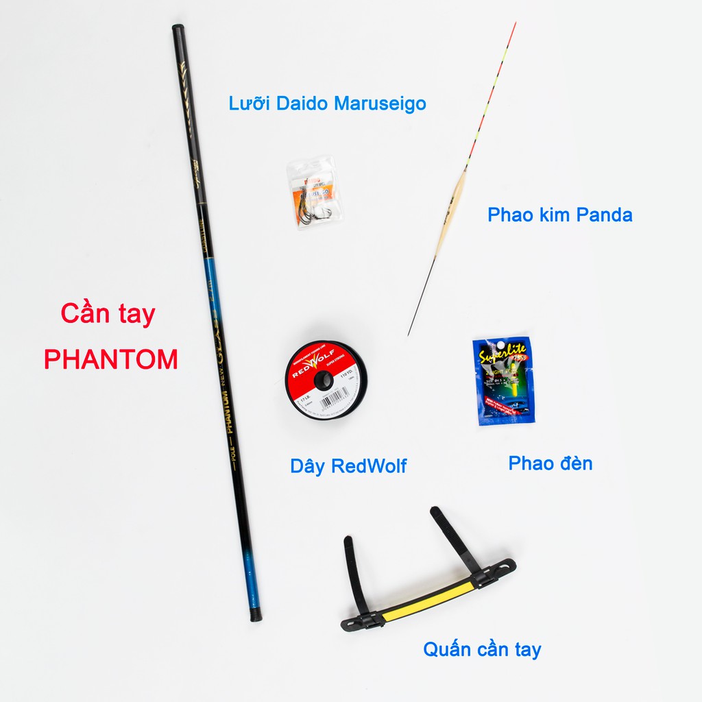 Combo Cần câu tay/ câu đài Phantom và bộ phụ kiện câu cá giá rẻ