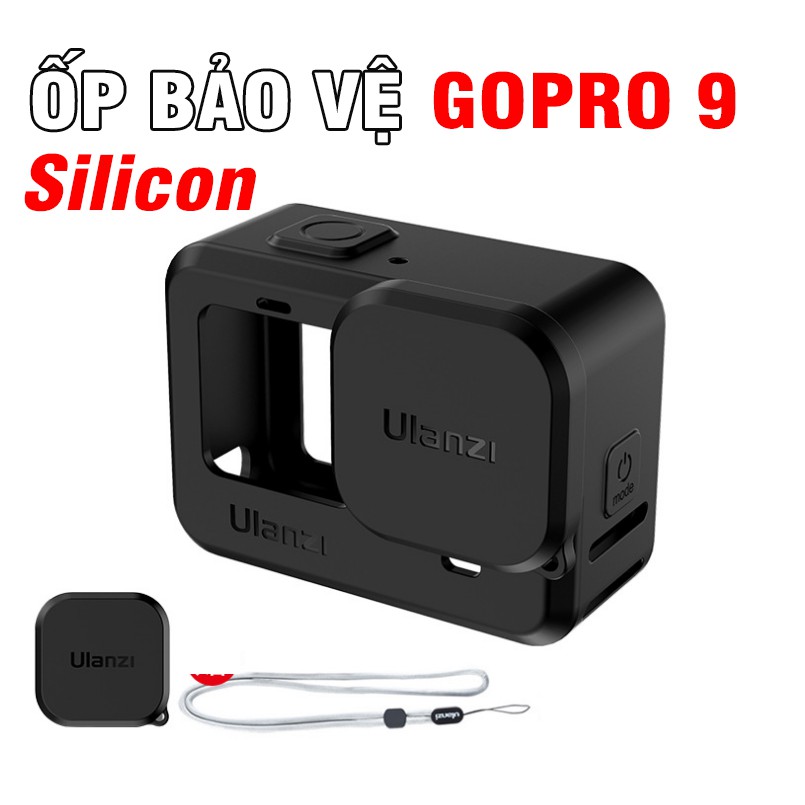 Vỏ bảo vệ Gopro 9 bằng silicon có nắp che Camera và dây đeo hãng Ulanzi