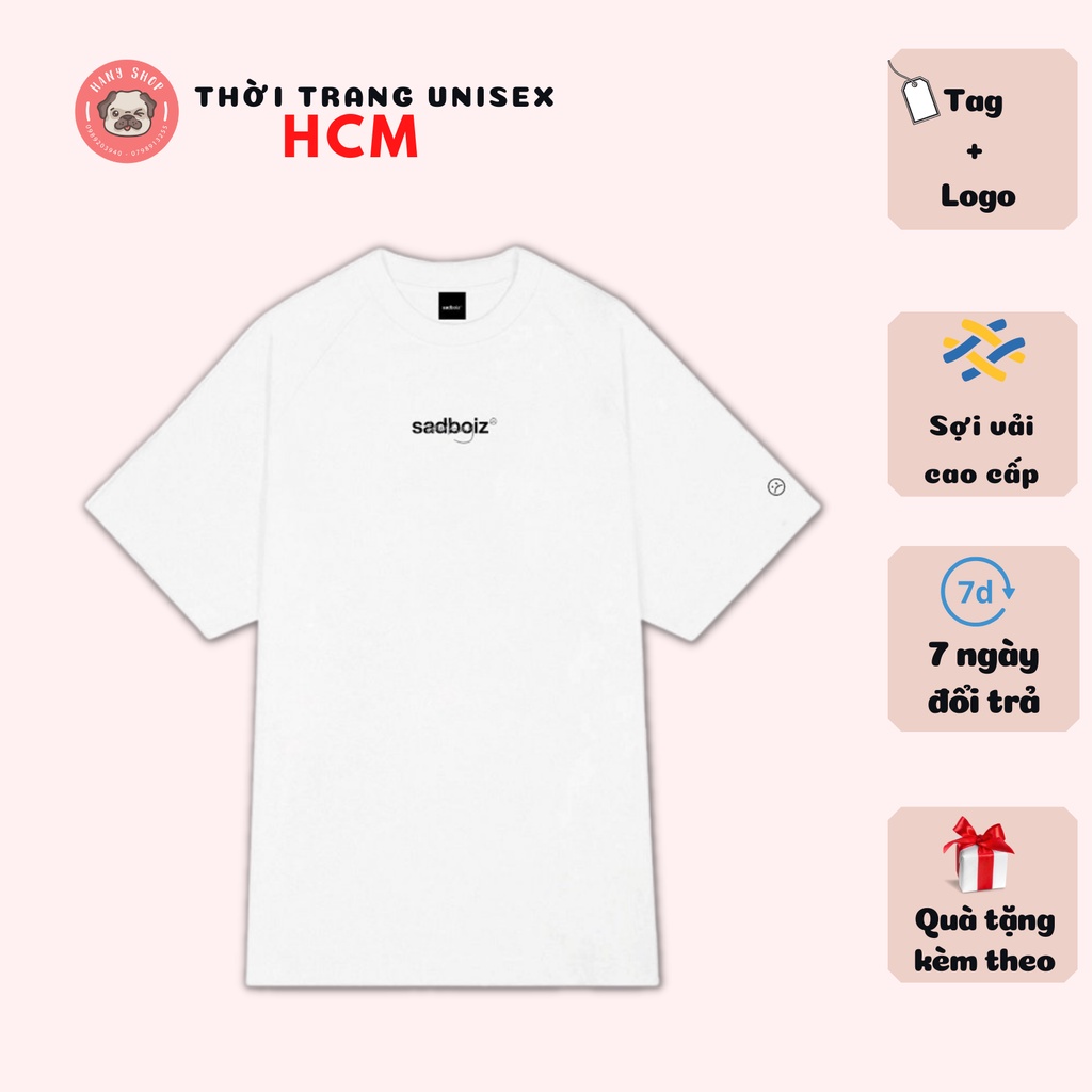 Áo thun Sadboiz Lowkey Tee màu trắng unisex nam nữ form rộng tay lỡ 40kg đến 90kg vải cotton dày mịn full tag AL208