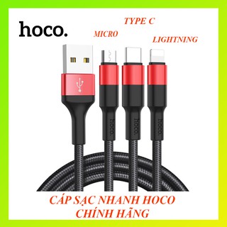 Cáp sạc nhanh dây dù hoco x14 iphone/ipad/androi/typec chính hãng 1m2