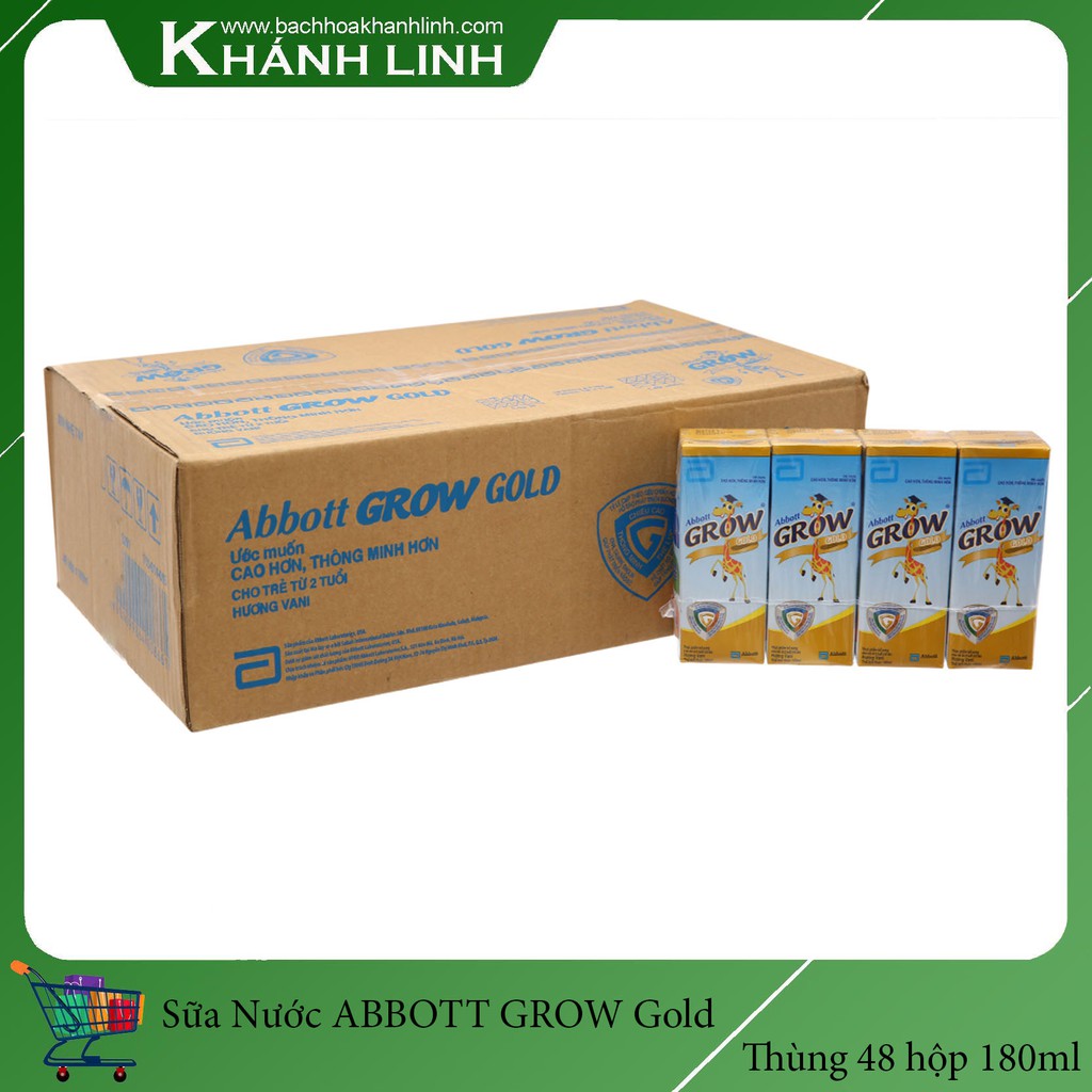 (Tặng BALO Hươu ) Thùng 48 hộp Sữa nước Abbott Grow Gold 180ml/ hộp