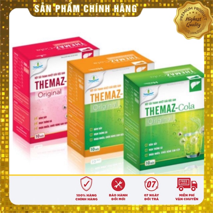 Bột Sủi Thanh Nhiệt Themaz Cola Giải Độc Gan, Giảm Nóng Trong Người, Nhiệt Miệng, Mẩn Ngứa - Hộp 10 Gói