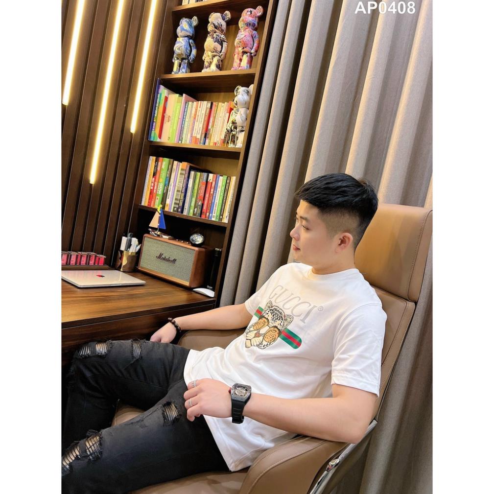 Áo Phông GC hình mèo chất đẹp,Áo thun gucci Hottrend chất mát không xù, Áo thun 100%cotton.