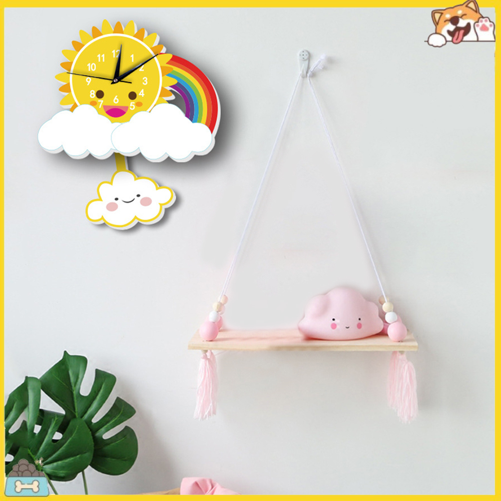 Đồng hồ treo tường hình mặt trời đám mây và cầu vồng sáng tạo