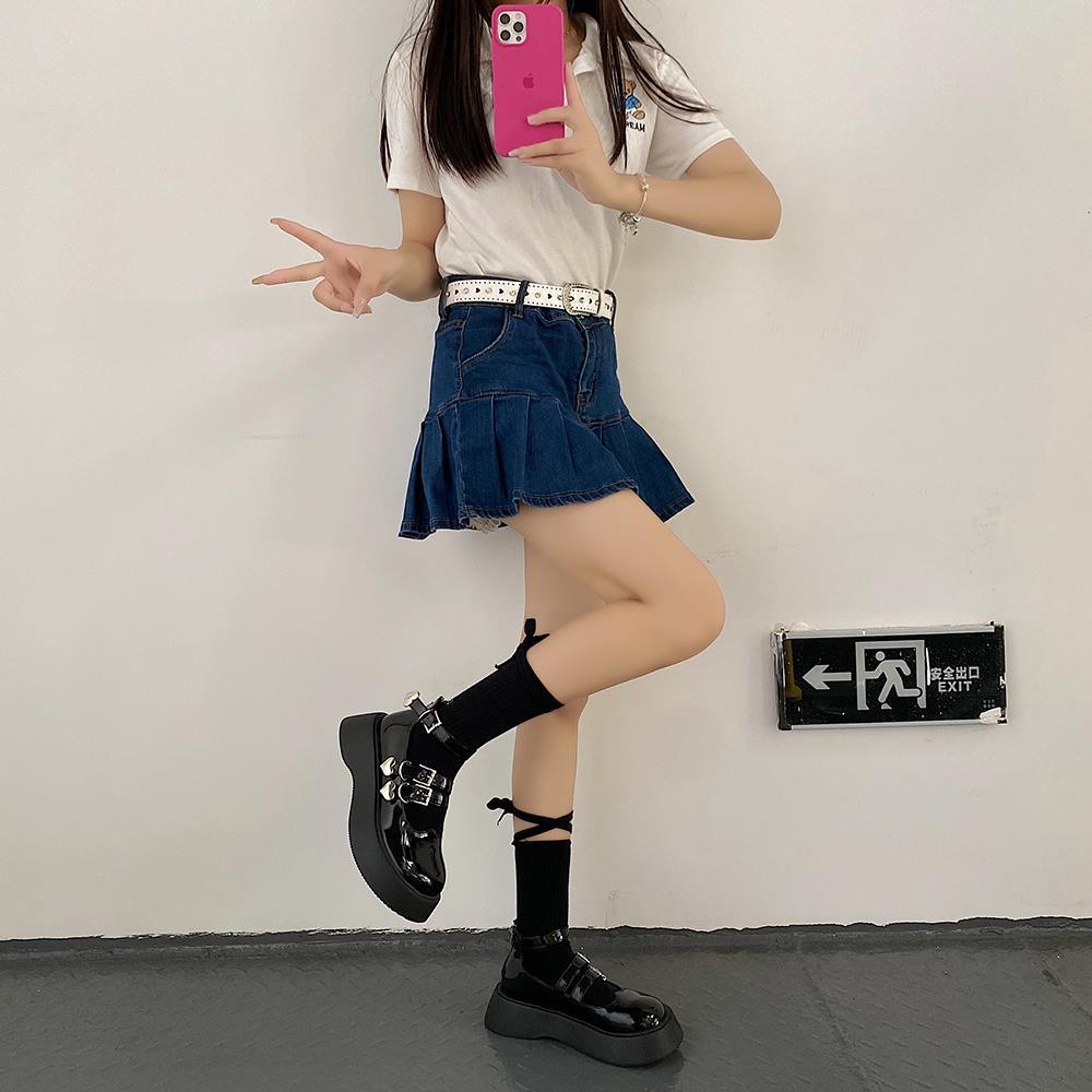 Giày Da Mũi Tròn Đế Dày Phong Cách Anh Quốc Thời Trang Mùa Hè Cho Nữ