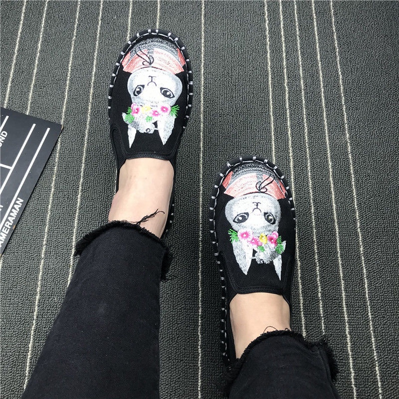 Giày Vải Đế Mềm Thoáng Khí Thêu Họa Tiết Xinh Xắn Theo Phong Cách Xuân Hè Dành Cho Nữ / Size 35-40 /