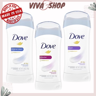 Lăn khử mùi lăn nách Dove Powder 24H Invisible Solid 74g Mẫu Mới Lăn sáp khử mùi