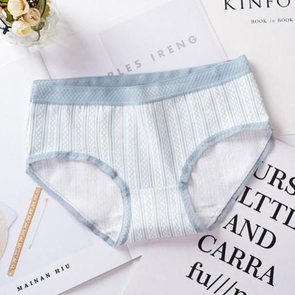 Quần lót nữ cotton cạp ren kẻ 3D dễ thương Q39