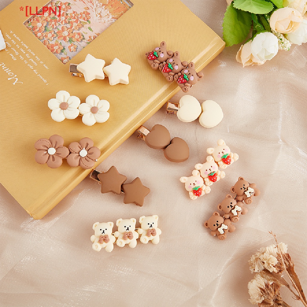 Set 2 Kẹp Tóc Hình Ngôi Sao / Trái Tim / Gấu / Ngôi Sao Xinh Xắn Cho Nữ