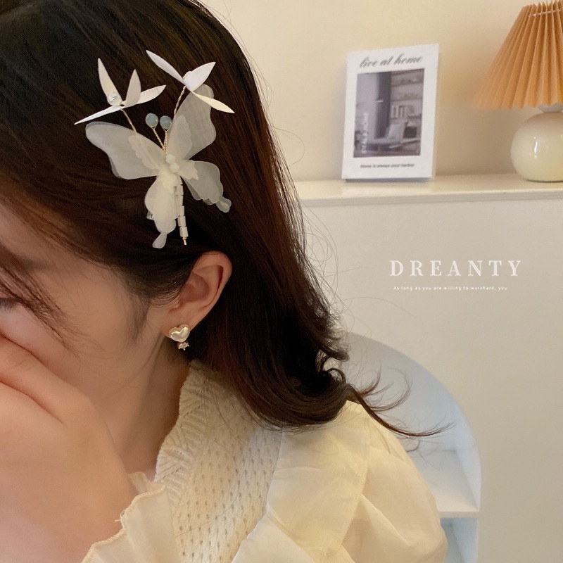 Bộ 2 Kẹp Tóc Hình Hoa / Bướm Đính Pha Lê Độc Đáo Thời Trang Cho Nữ