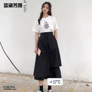 Chân váy thun xếp 3 tầng - KA