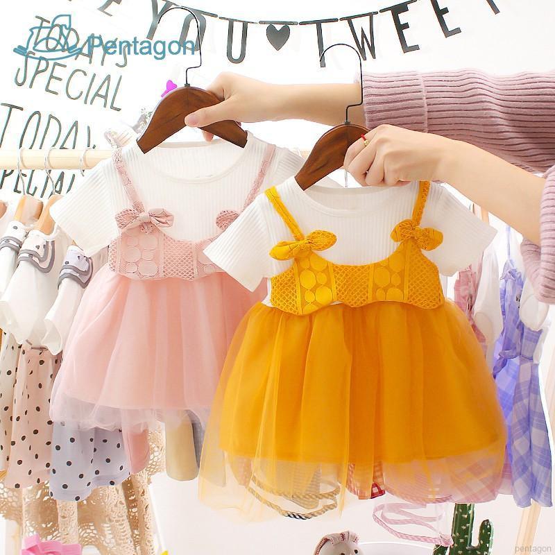 Đầm Bé Gái 2 Lớp Phối Lưới