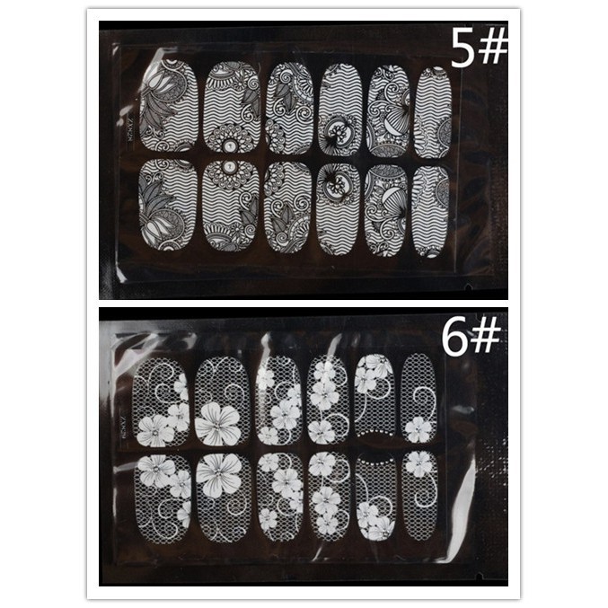 Decal dán móng hoạ tiết hoa trắng