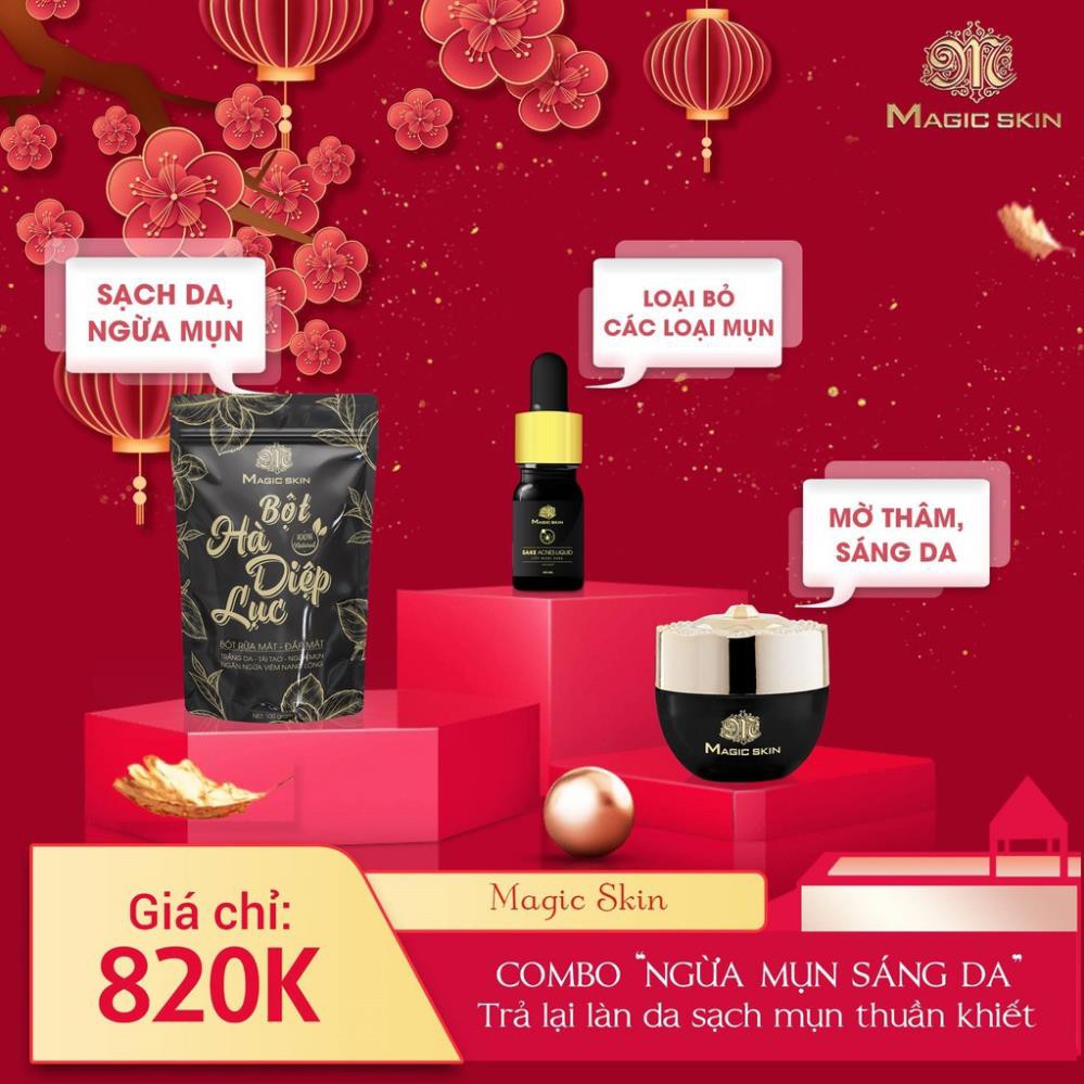 COMBO Ngừa mụn Mờ Sáng da Mờ Thâm 👍 Magic Skin 👍 KHÔNG SƯNG BONG ✔ CHÍNH HÃNG