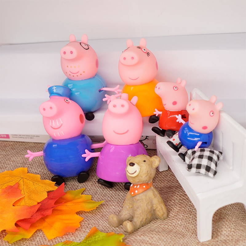 25 PCS/Set Peppa George Mummy Daddy Peppa Pig Soft Head Dolls Kids Toys Cake Decoration Doll