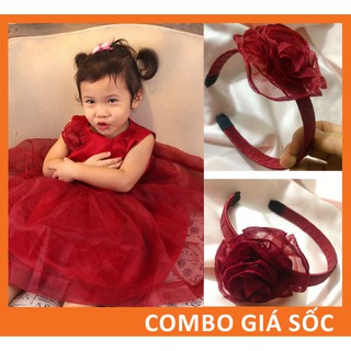 Combo Khuyến mại váy đầm mặc tết cho bé, đầm màu đỏ đô hàng thiết kế CKIDS