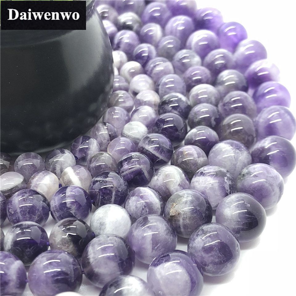 Chuỗi Hạt Đá Thạch Anh Tím Tự Nhiên 4-12mm Dùng Làm Đồ Trang Sức Thủ Công