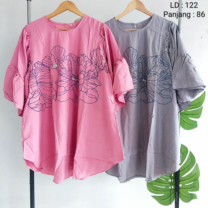 Áo Cánh Dơi Dài Bằng Vải Voan Dày Mịn Cao Cấp Thoải Mái Trơn Mịn size Lớn XXXXL Hình Hoa Lá Phối Bèo Và Hoa Thanh Lịch