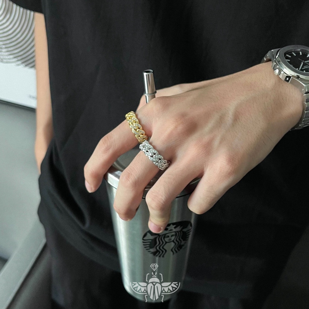 Avci Nhẫn Đeo Ngón Trỏ Đính Đá Kim Cương Phong Cách hip hop Đường Phố Cá Tính Cho Nam Và Nữ