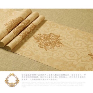 Giấy dán tường hoa văn in nổi 3D óng, khổ 53cm*10m