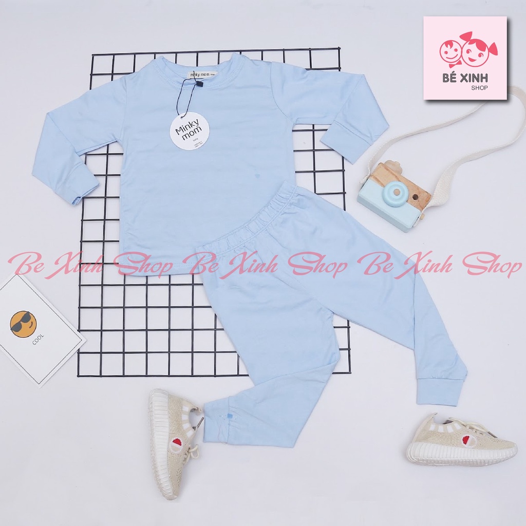 Dài Tay Đồ Bộ Cho Bé Trai Bé Gái Minky Mom [Xưởng sỉ] Bộ Quần Aó Dài Tay Minky Mom Cho Bé Trẻ Em Vải Thun Lạnh MÀU TRƠN