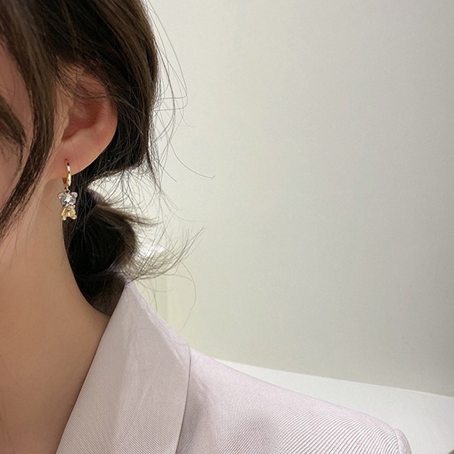 Bông tai hình chú gấu phong cách Hàn Quốc đơn giản thời trang cho nữ 2021