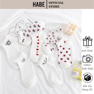 Tất vớ nữ ngắn cổ Hàn Quốc đẹp rẻ hình mặt cười cute dễ thương, bít tất nữ nhún đẹp HABE