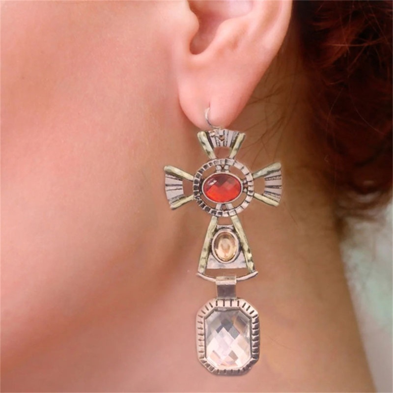 Khuyên Tai Đính Đá Quý Tự Nhiên Nhiều Màu Phong Cách Bohemian Cổ Điển