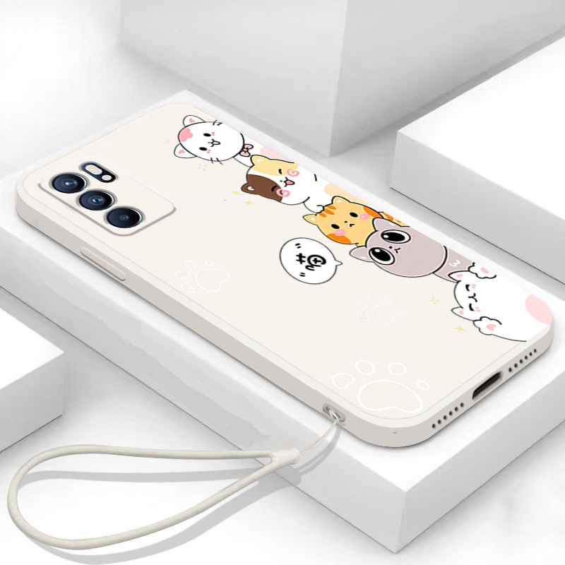 Ốp lưng oppo reno 6 4g oppo a16 oppo reno 6z 5g oppo reno6 z 5g Ốp Điện Thoại Silicon Mềm In Hình Mèo Cho oppo reno 6 4g oppo a16 oppo reno 6z 5g oppo reno6 z 5g DZMM01 viền vuông cute
