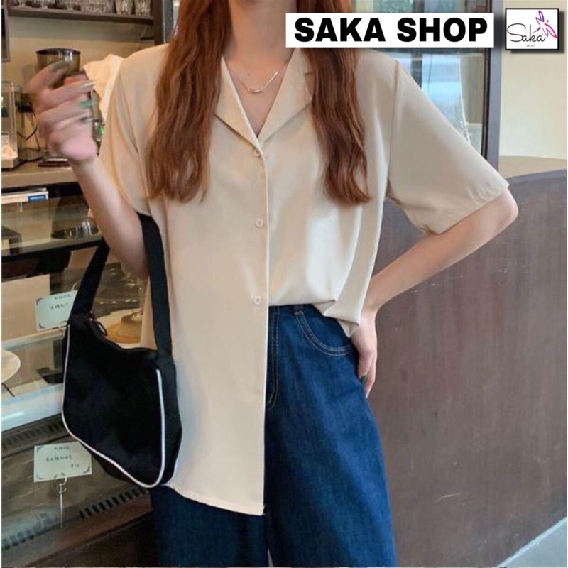 Áo sơ mi nữ tay ngắn cổ vest nhiều màu dễ thương