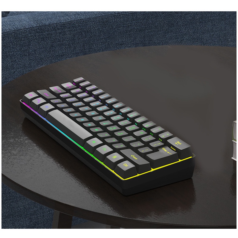 Bàn phím Led K401 tích hợp 61 Phím Nhỏ Gọn Với 3 Chế Độ Led chức năng Chơi Game, làm việc