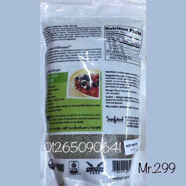 Hạt chia Usa chia đen gói 454 gram [Date 2024]