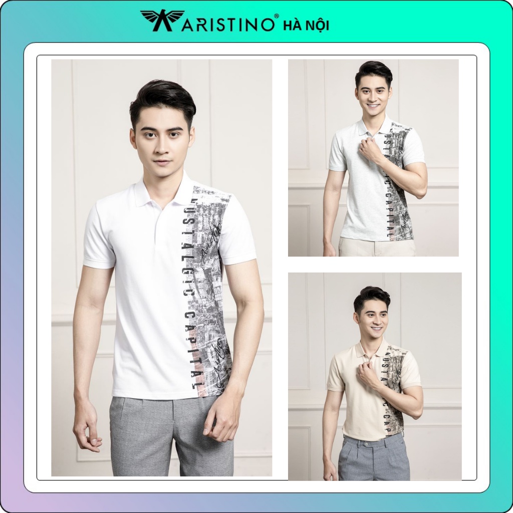 Áo polo Nam ARISTINO cao cấp họa tiết in Phố cổ Hà Nội- APS064S1