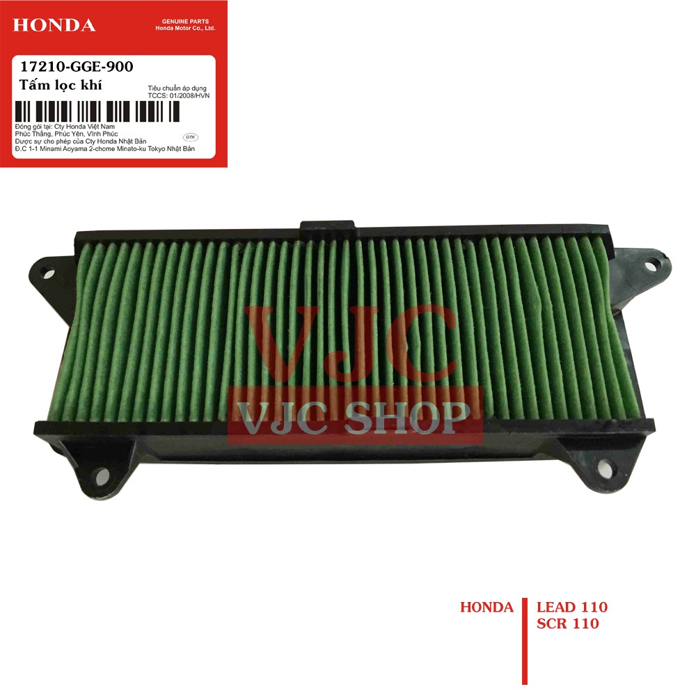 Tấm Lọc Khí Xe Honda Lead 110, SCR 110, Hàng chính hãng Honda (Mã: 17210-GGE-900)
