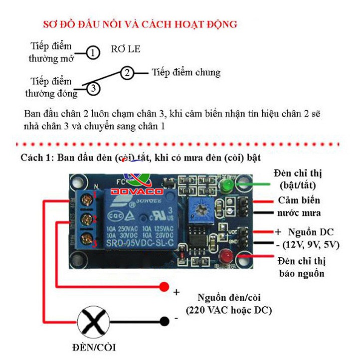 Mạch công tắc cảm biến mưa