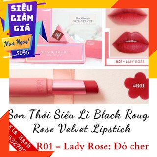 Son Thỏi Black Rouge Rose Velvet Lipstick Màu R01 – Lady Rose: Đỏ cherry