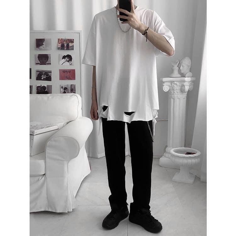 [HANG MOI ]Áo thun nam nữ - áo cộc tay rách unisex form rộng-chất siêu đẹp | BigBuy360 - bigbuy360.vn