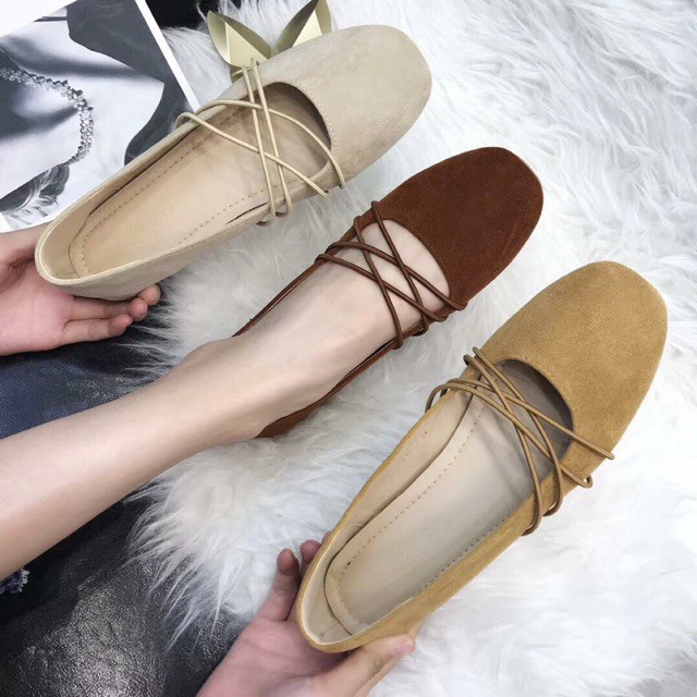 Giày Da lộn đan dây ( Có ảnh thật )