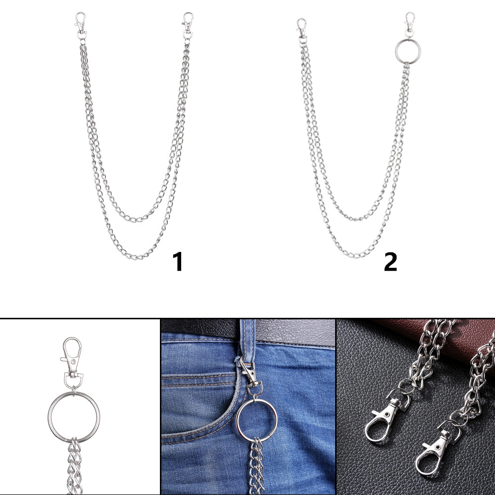 Dây móc xích 2 lớp đeo trang trí quần cá tính cho nam nữ