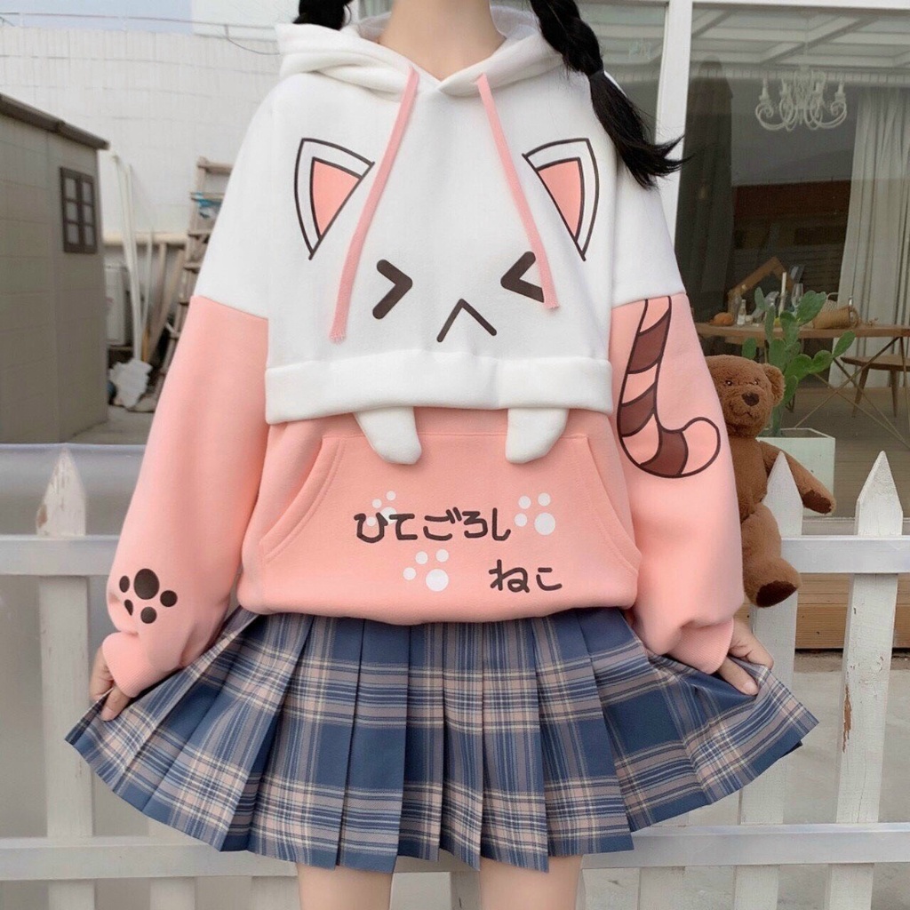 ÁO KHOÁC HOODIE MÈO TAI THỎ PHỐI MÀU CỰC CHẤT SWEATER CAO CẤP BỀN MÀU 1KENZ