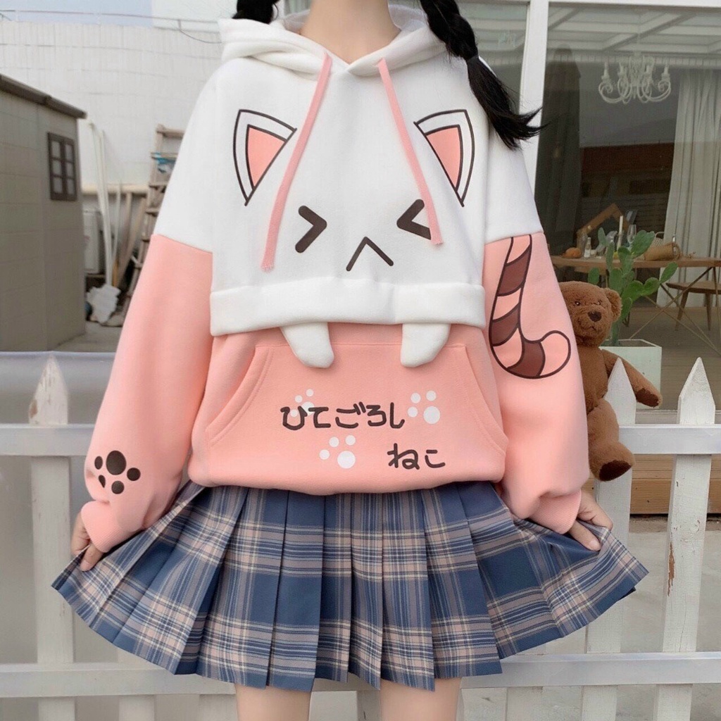 ÁO KHOÁC HOODIE MÈO TAI THỎ PHỐI MÀU CỰC CHẤT SWEATER CAO CẤP BỀN MÀU 1KENZ | BigBuy360 - bigbuy360.vn