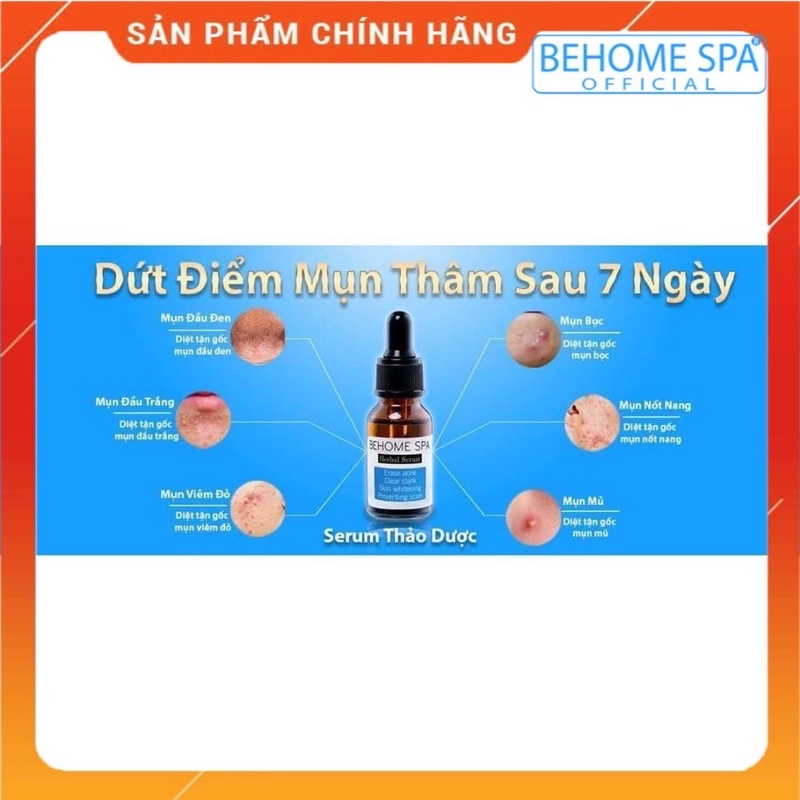 Combo chăm sóc da mụn: Serum mụn + sửa rửa mặt sạch mụn trắng da Behome Spa