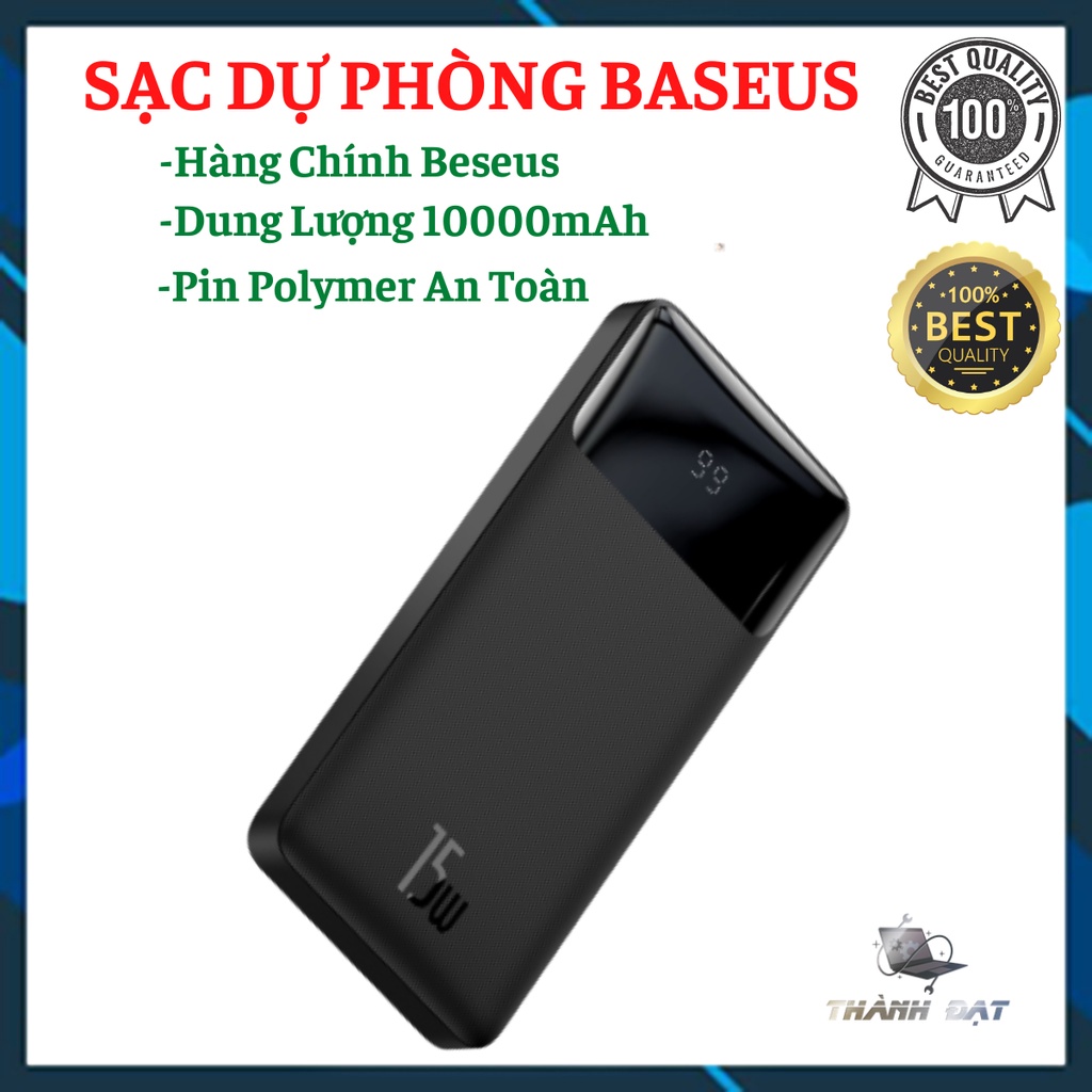 Sạc dự phòng Baseus/ REDMI sạc nhanh PD 15W 10000mAh hàng chất lượng HỖ TRỢ SẠC CÙNG LÚC 2 THIẾT BỊ