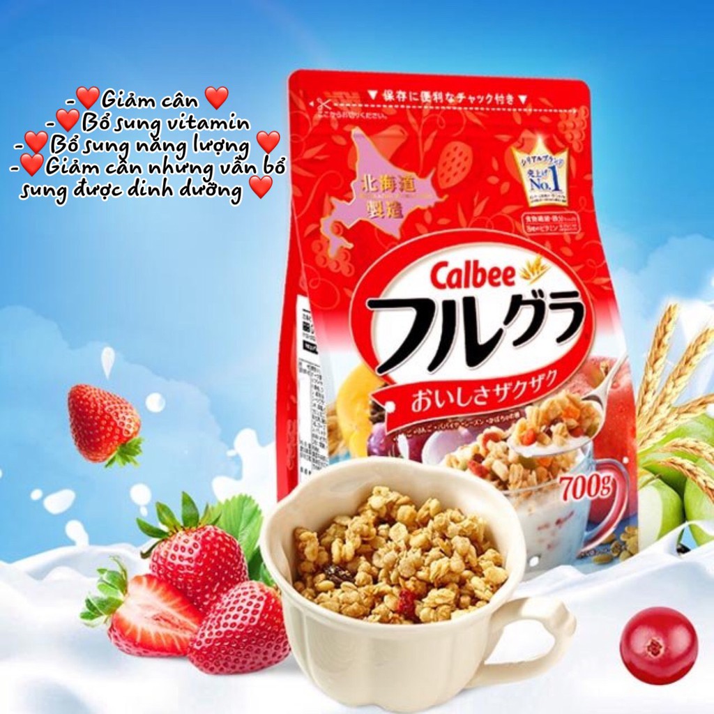 Ngũ cốc Calbee Nhật Bản hoa quả , trái cây dùng ăn sáng - ăn kiêng giảm cân ( 800G )