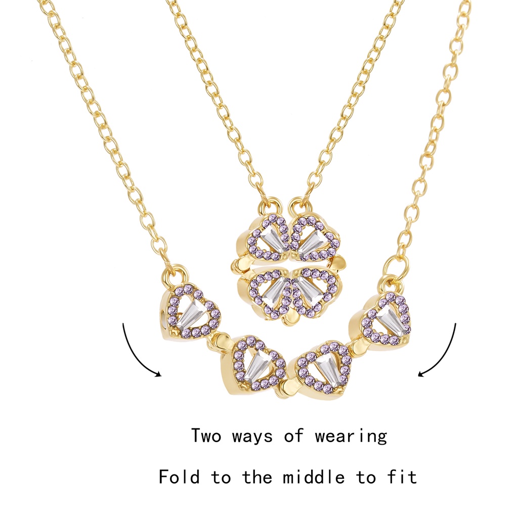 Dây chuyền mặt hình trái tim đính đá nhiều màu sắc sang trọng thời trang