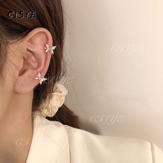 Khuyên kẹp vành tai hình bướm đính đá Zircon phong cách retro Pháp cho nữ