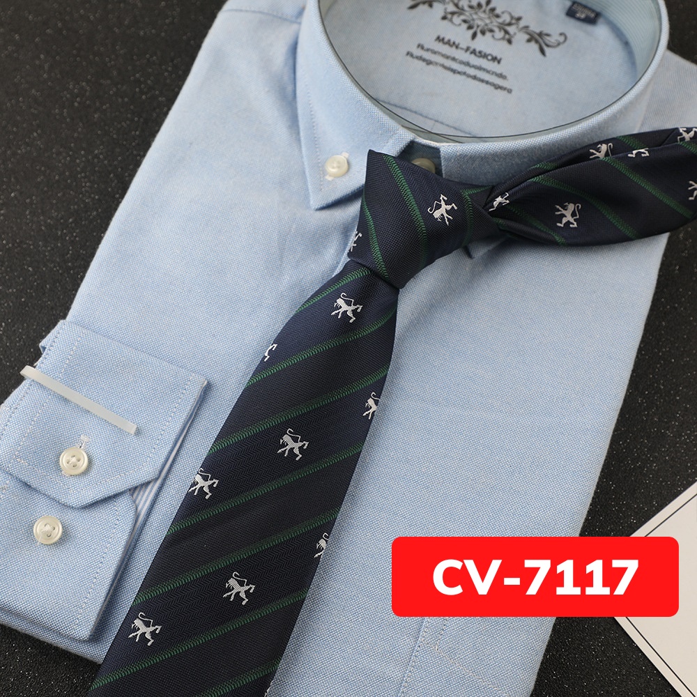 Cravat Nam cỡ trung 7cm cao cấp nhiều mẫu lựa chọn, cà vạt chú rể, Cavat dự tiệc, Calavat công sở CV-7117