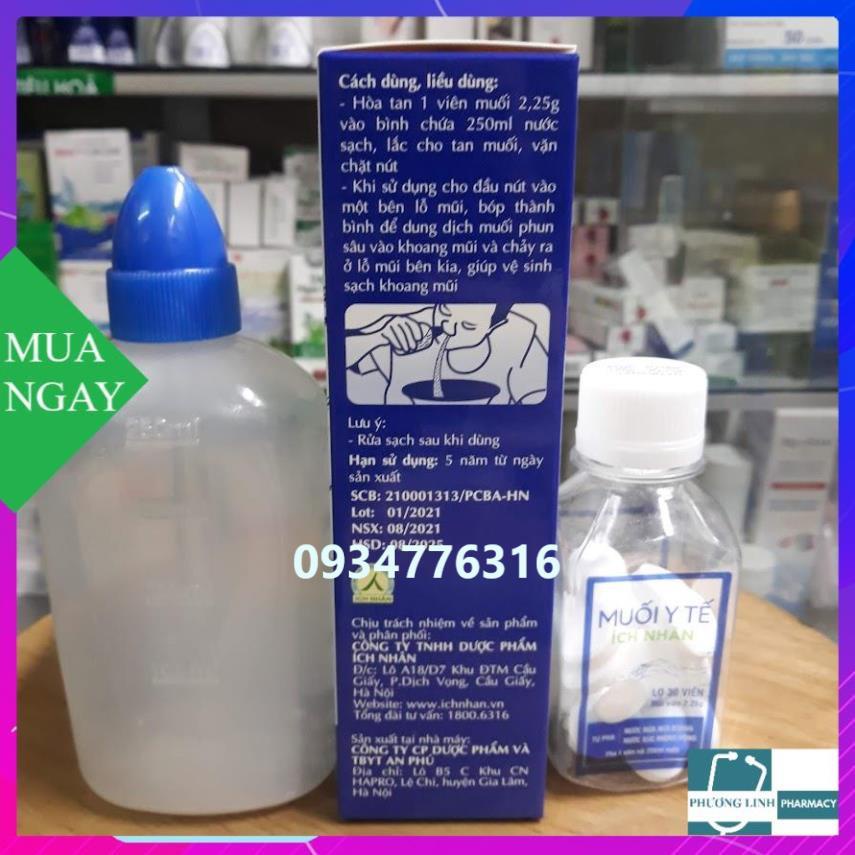 Bình rửa mũi xoang ích nhân và muối y tế ích nhân - muối y tế ích nhân